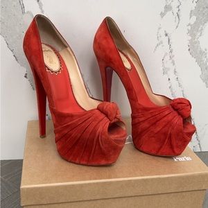 Christian Louboutin burnt orange suede platform heels – size US 8 – authentic
